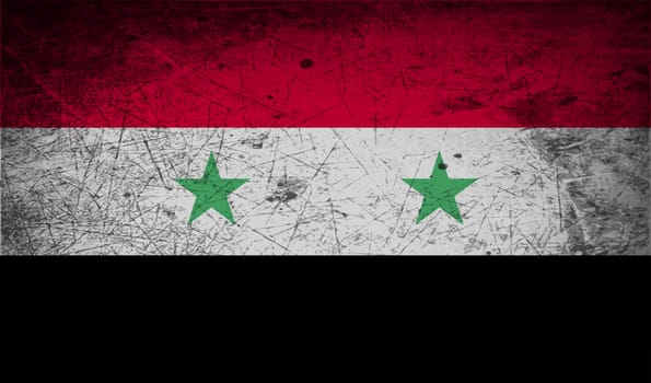 Flag of Syria with old texture.  illustration