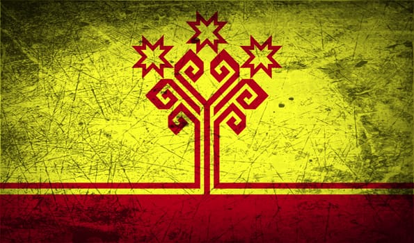 Flag of Chuvashia with old texture.  illustration