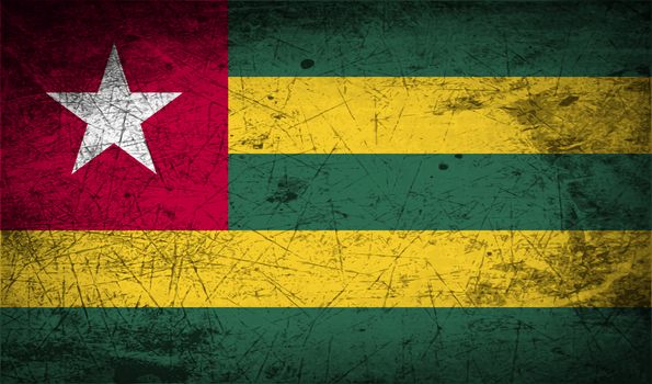 Flag of Togo with old texture.  illustration