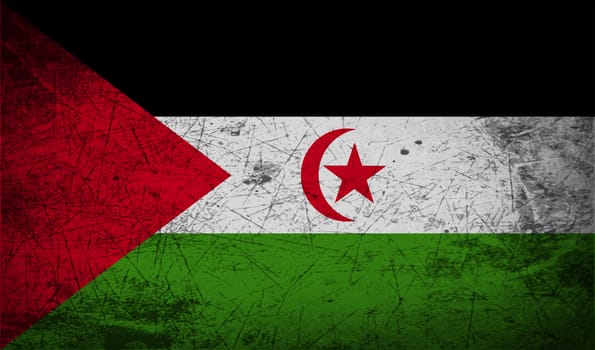 Flag of Western Sahara with old texture.  illustration