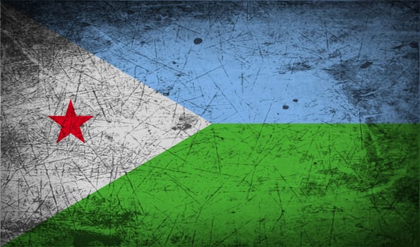 Flag of Djibouti with old texture.  illustration