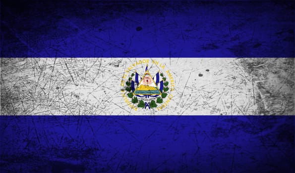 Flag of El Salvador with old texture.  illustration