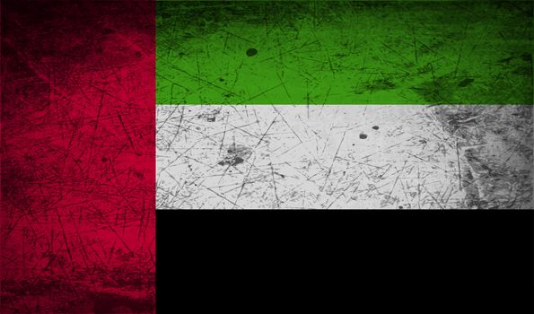 Flag of United Arab Emirates with old texture.  illustration