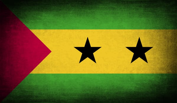 Flag of Sao Tome and Principe with old texture.  illustration