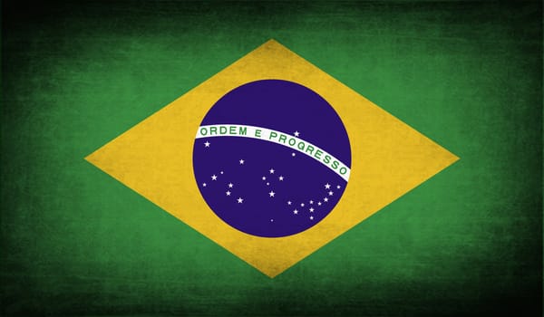 Flag of Brazil with old texture.  illustration