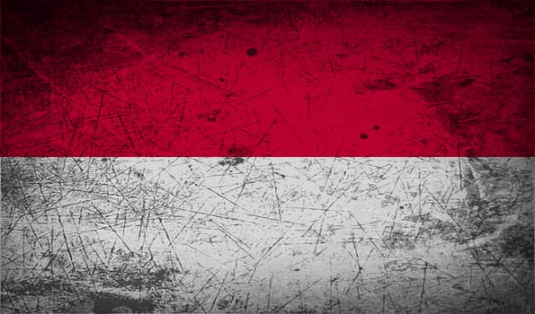 Flag of Indonesia with old texture.  illustration