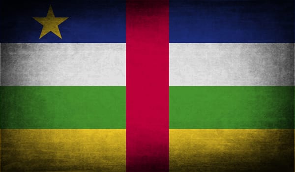 Flag of Central African Republic with old texture.  illustration