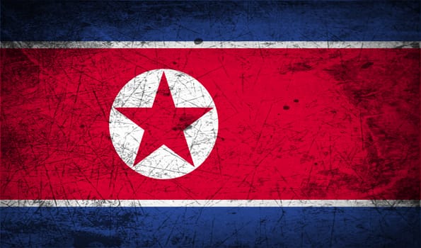 Flag of North Korea with old texture.  illustration