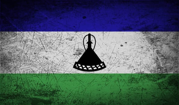 Flag of Lesotho with old texture.  illustration