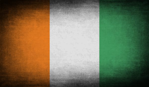 Flag of Cote divoire with old texture.  illustration