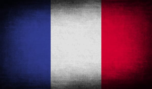 Flag of France with old texture.  illustration