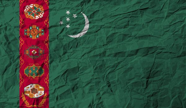 Flag of Turkmenistan with old texture.  illustration