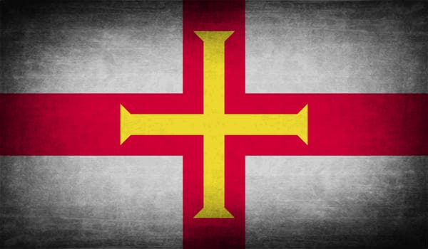 Flag of Guernsey with old texture.  illustration