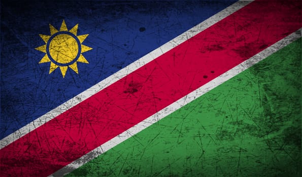 Flag of Namibia with old texture.  illustration