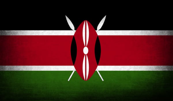 Flag of Kenya with old texture.  illustration