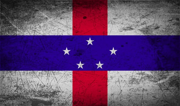 Flag of Netherlands Antilles with old texture.  illustration