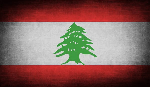 Flag of Lebanon with old texture.  illustration