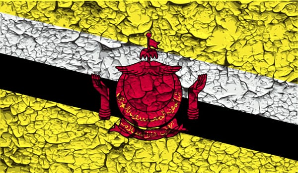 Flag of Brunei with old texture.  illustration