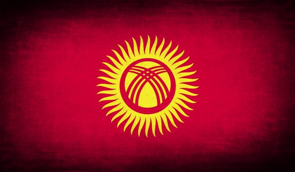 Flag of Kyrgyzstan with old texture.  illustration