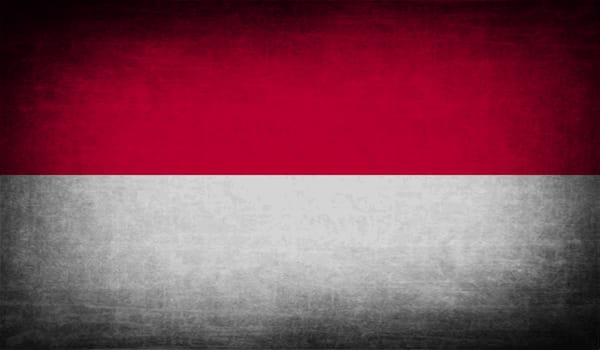 Flag of Indonesia with old texture.  illustration