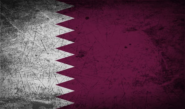 Flag of Qatar with old texture.  illustration