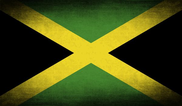 Flag of Jamaica with old texture.  illustration