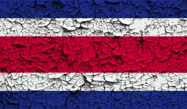 Flag of Costa Rica with old texture.  illustration