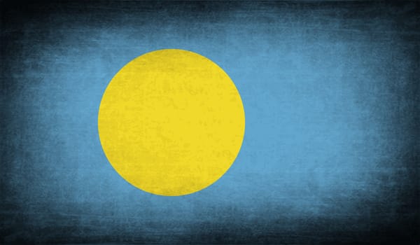 Flag of Palau with old texture.  illustration