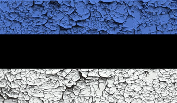 Flag of Estonia with old texture.  illustration