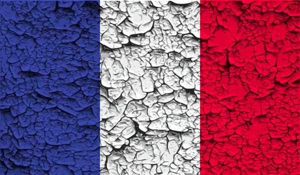 Flag of France with old texture.  illustration