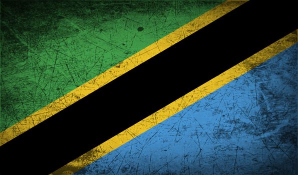 Flag of Tanzania with old texture.  illustration