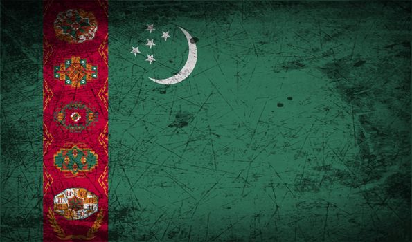 Flag of Turkmenistan with old texture.  illustration