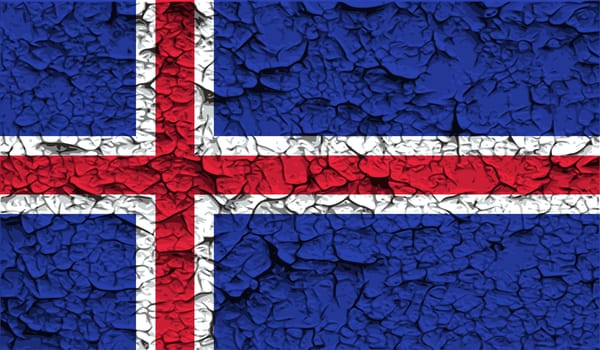 Flag of Iceland with old texture.  illustration