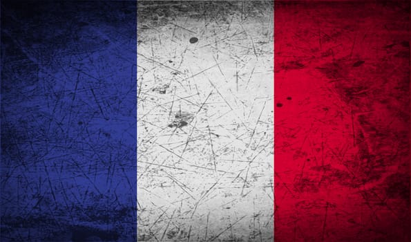 Flag of France with old texture.  illustration