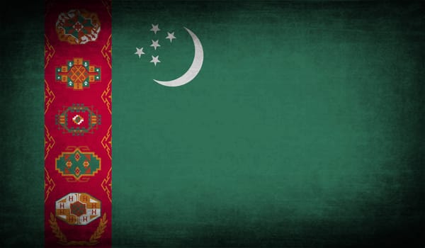 Flag of Turkmenistan with old texture.  illustration