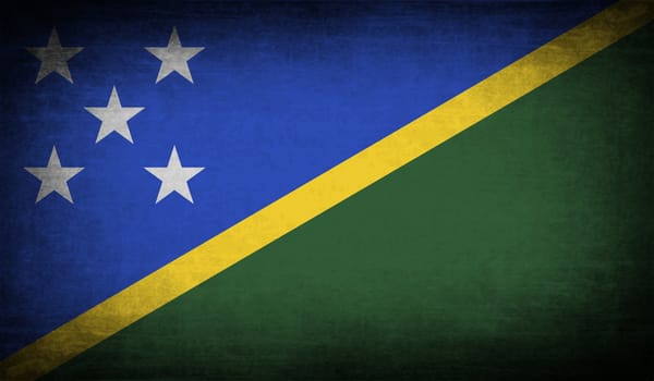 Flag of Solomon Islands with old texture.  illustration