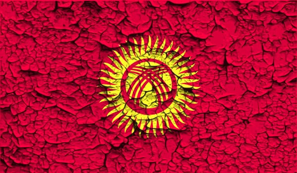 Flag of Kyrgyzstan with old texture.  illustration