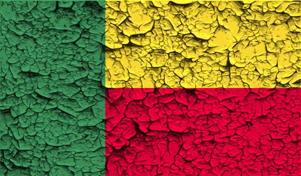 Flag of Benin with old texture.  illustration