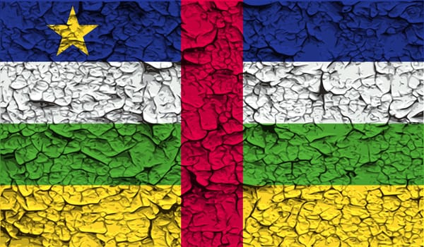 Flag of Central African Republic with old texture.  illustration