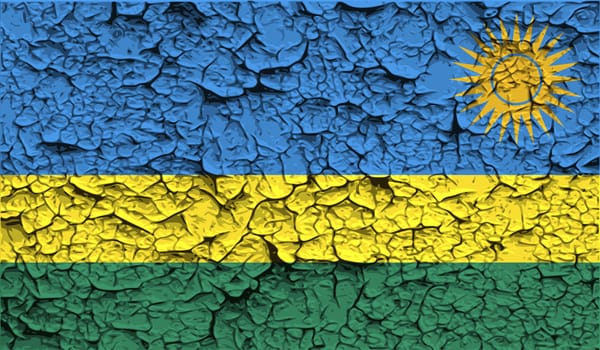 Flag of Rwanda with old texture.  illustration