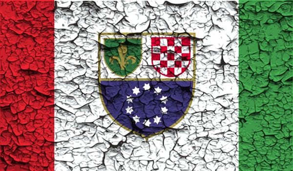 Flag of Bosnia and Herzegovina Federation with old texture.  illustration