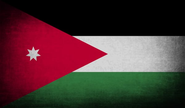 Flag of Jordan with old texture.  illustration