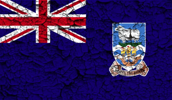 Flag of Falkland Islands with old texture.  illustration