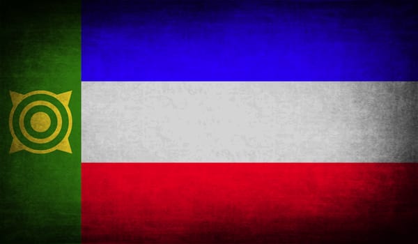 Flag of Khakassia with old texture.  illustration