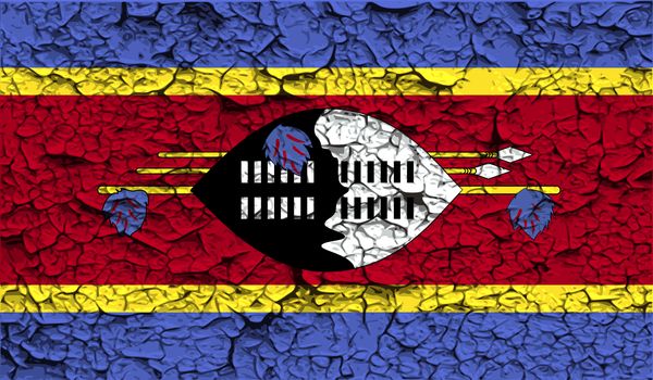 Flag of Swaziland with old texture.  illustration