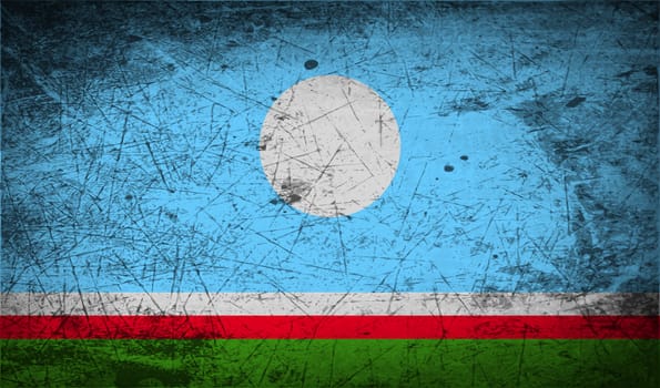 Flag of  Sakha Yakutia Republic, Russia with old texture.  illustration