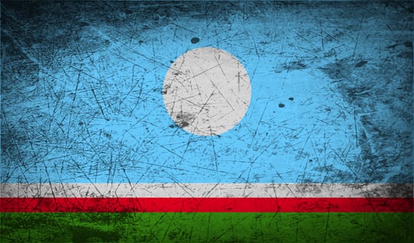 Flag of  Sakha Yakutia Republic, Russia with old texture.  illustration