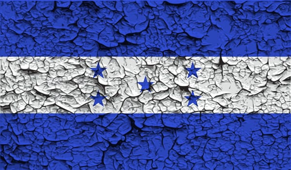 Flag of Honduras with old texture.  illustration