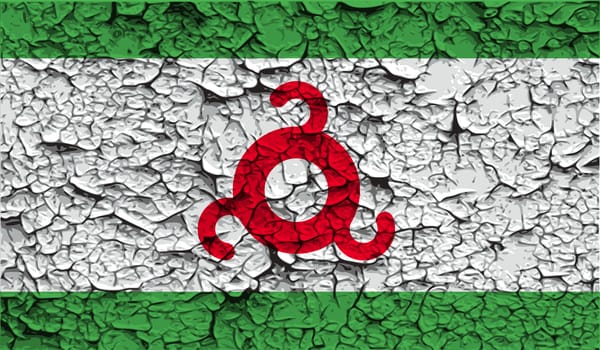 Flag of Ingushetia with old texture.  illustration