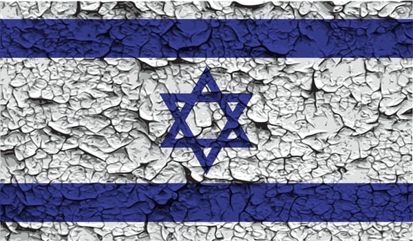 Flag of Israe with old texture.  illustration